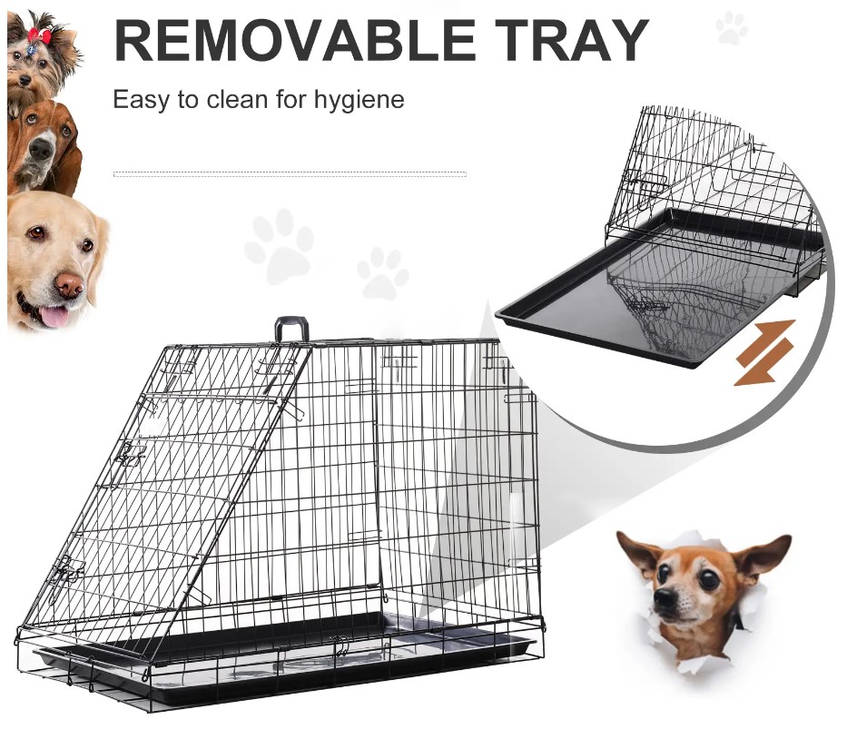 Heavy Duty Collapsible Dog Crate 93x58x65cm Folding Metal Pet Travel Cage Carrier - Image 6