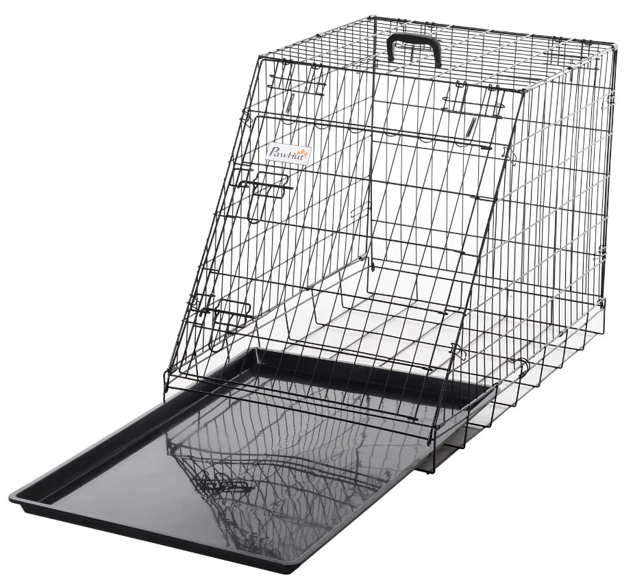 Heavy Duty Collapsible Dog Crate 93x58x65cm Folding Metal Pet Travel Cage Carrier - Image 7